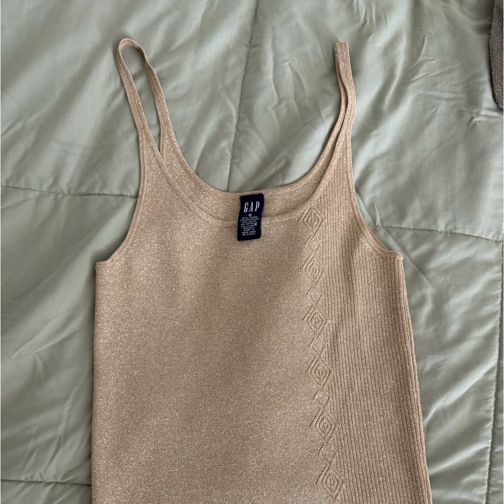 Gap Tank Top. Gold shimmer. Thin straps. Size medium.